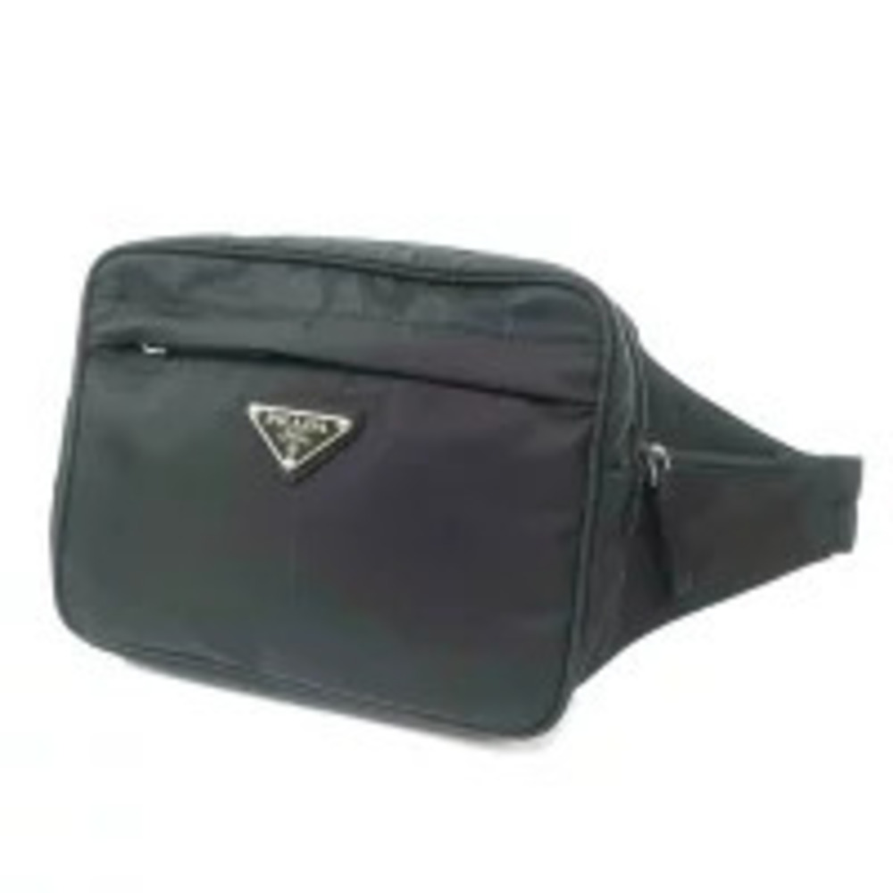 PRADA Waist Body Belt Bum Crossbody Bag Black AB